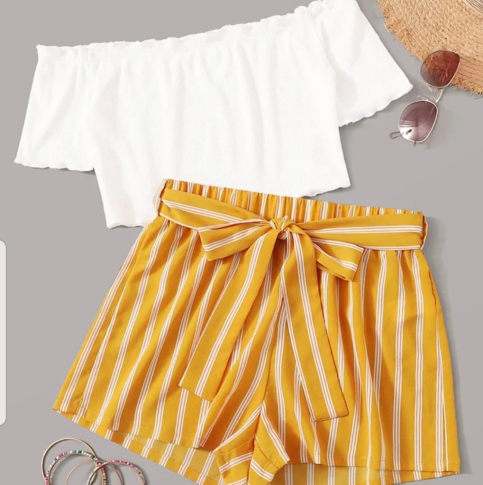 White to and yellow shorts